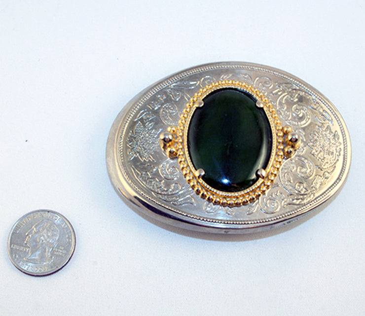 40526 Belt Buckle with Jade cab-index with quarter