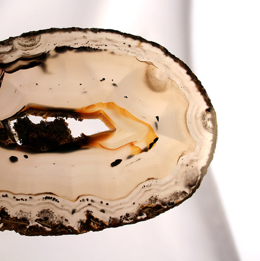 Agate Slab - Brazilian Agate Slab transparent with subtle bands and iris effect