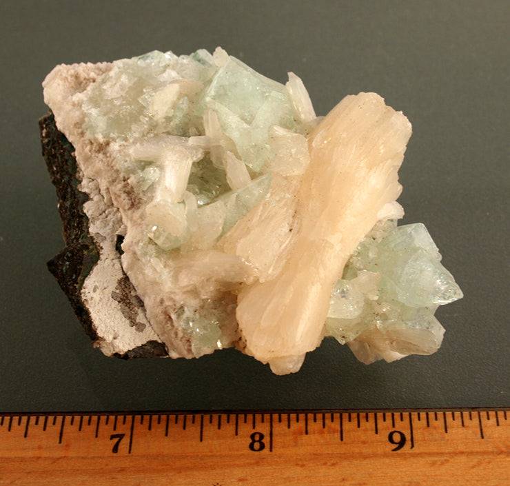 Stilbite Bowtie on Apophyllite crystals index