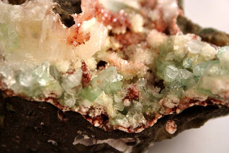 Green Apophyllite with sale Calcite & Gyrolite Crystal