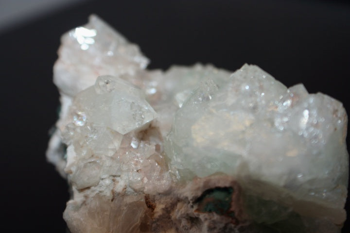 apophylite - close up on clear crystal