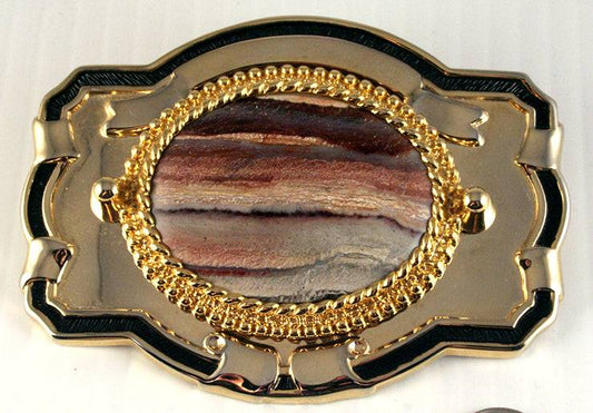 40510 Belt Buckle with banded jasper cab