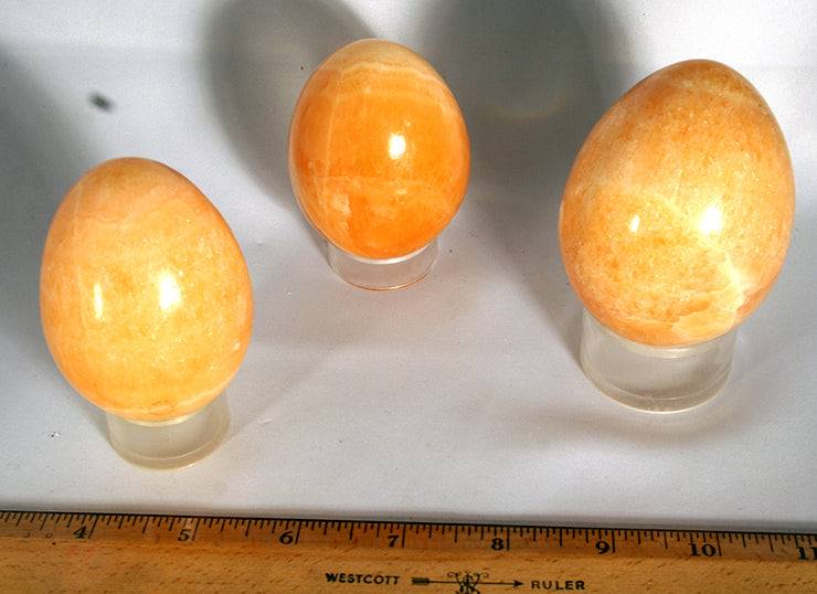 Egg-golden orange Calcite- showing index for size