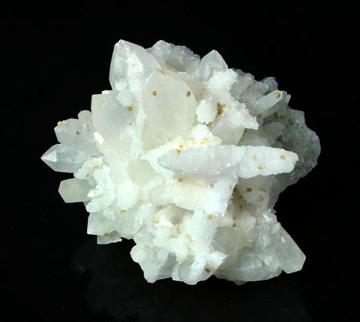 10145-Quartz, calcite crystal cluster - front