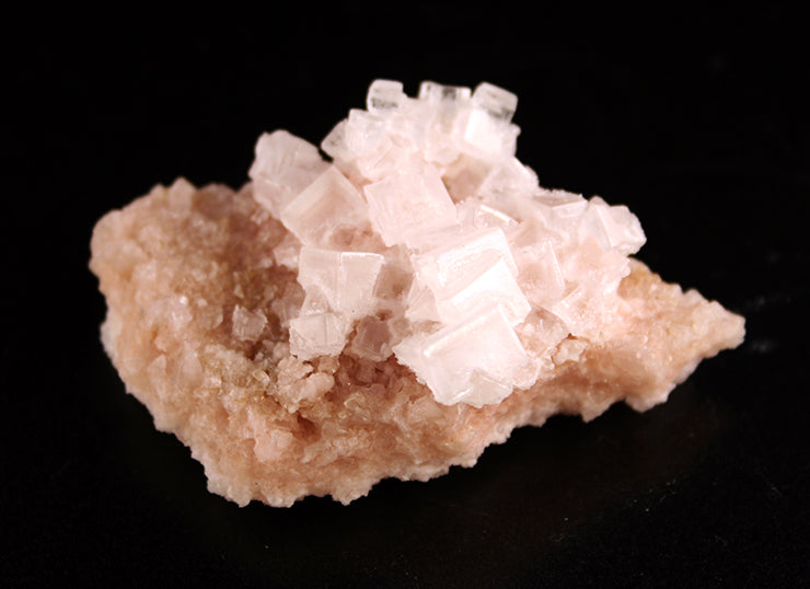 10159_Halite on burkeite - pink crystals- side