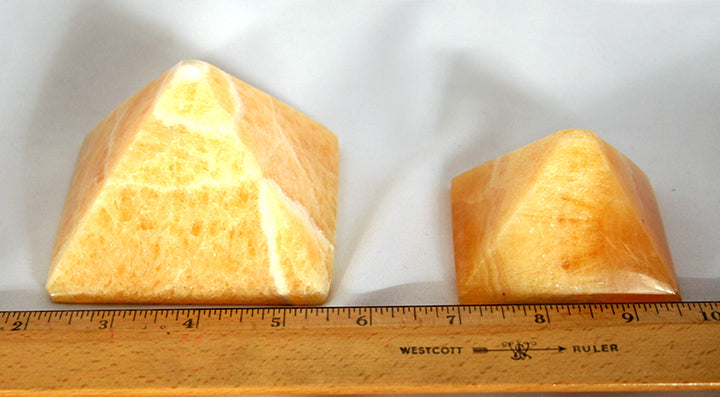 Pyramid-golden-Calcite-4-sides-small and large-Index