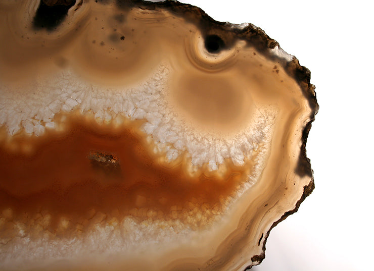 Agate slab back lit showing interior color