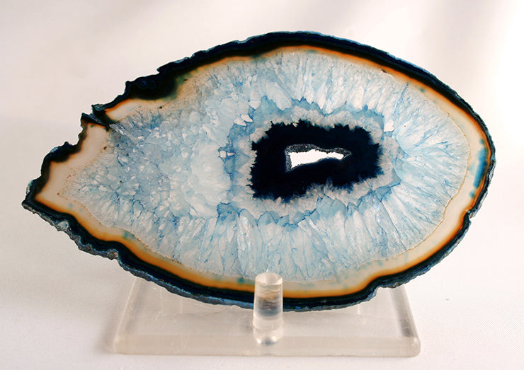 Agate Slab -Blue Oval Agate slab polished with druzy crystal center ...