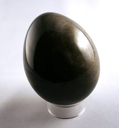 Goldsheen Obsidian Egg - tilted to show sheen