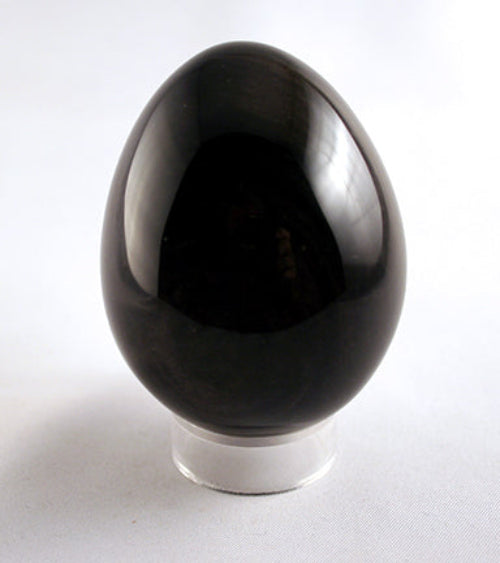 Goldsheen Obsidian Egg - front view