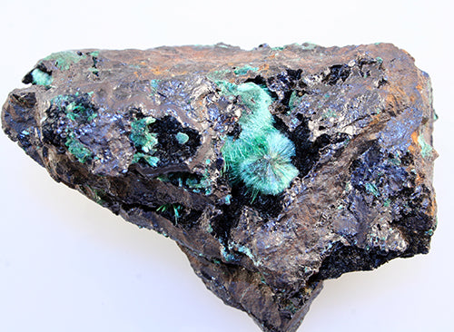 10231_Malachite on matrix - side view showing crystal cluster